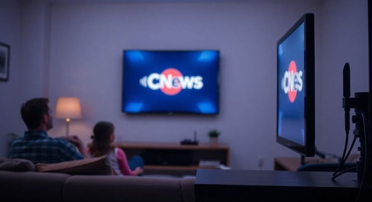 Antenne TNT, logo CNews, foule de téléspectateurs, écran télé
