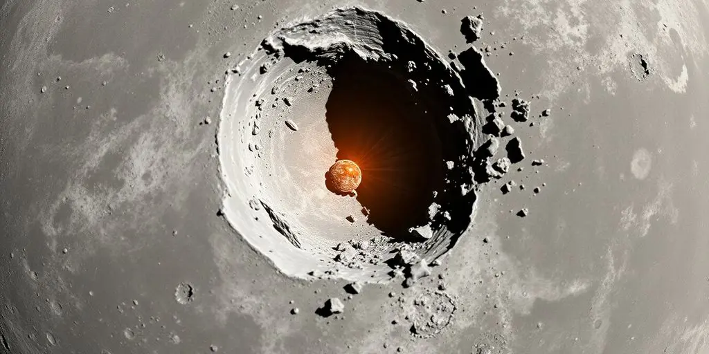 Impact d'astéroïde sur la Lune, cratère brillant.