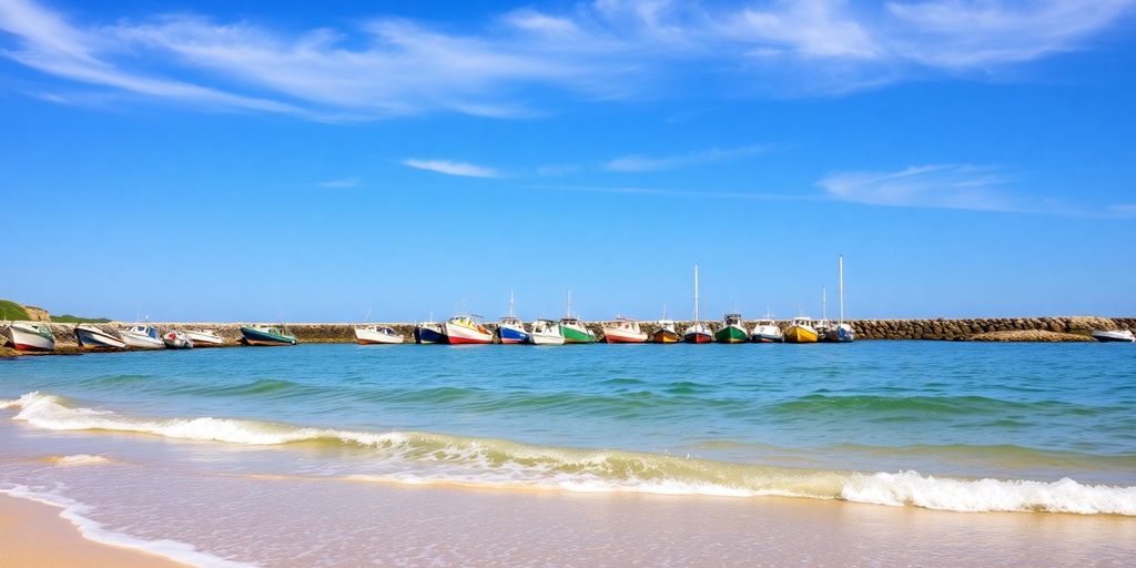 Plage ensoleillée et port de Palavas-les-Flots