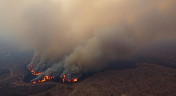 Vue aérienne feu de forêt Martigues