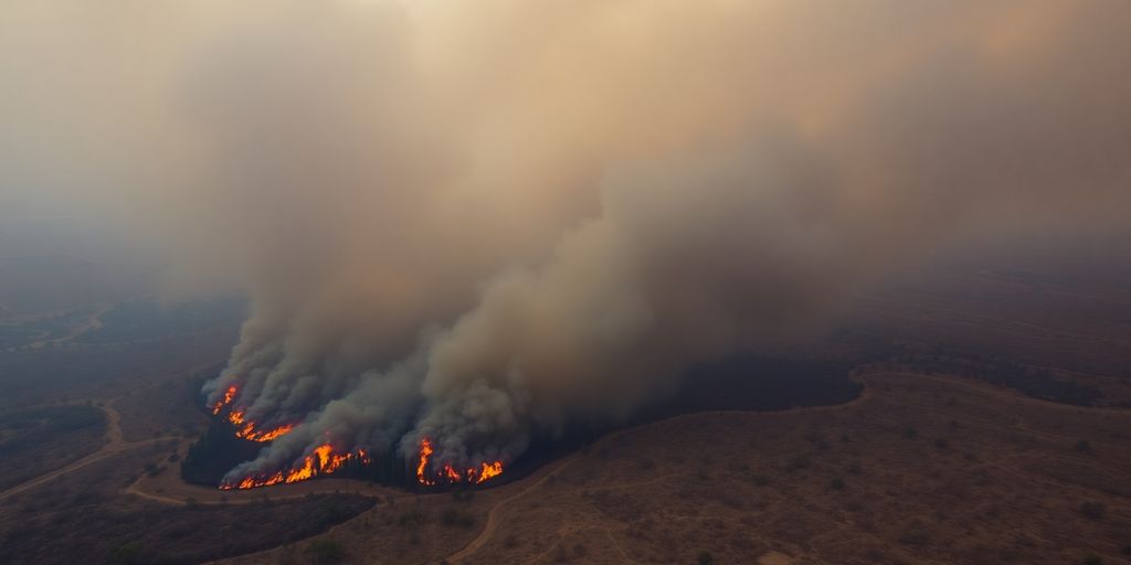 Vue aérienne feu de forêt Martigues