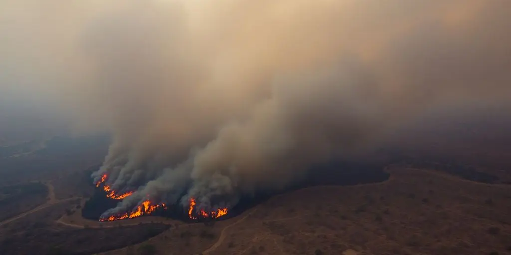 Vue aérienne feu de forêt Martigues