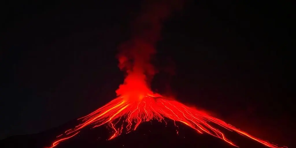 L'Etna en éruption crachant de la lave incandescente dans le ciel nocturne.