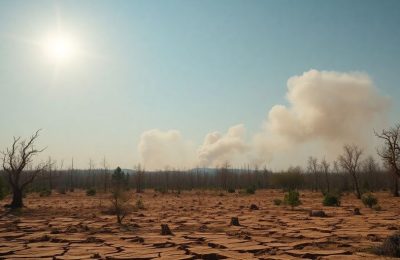 Feu de forêt et soleil de plomb en France.