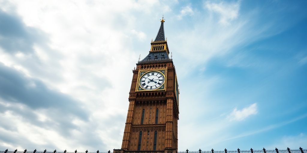 Le drapeau français flottant devant une horloge marquante.