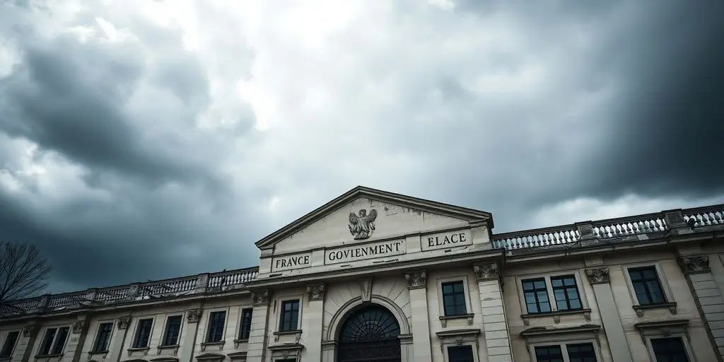 Le bâtiment du gouvernement français sous un ciel menaçant.
