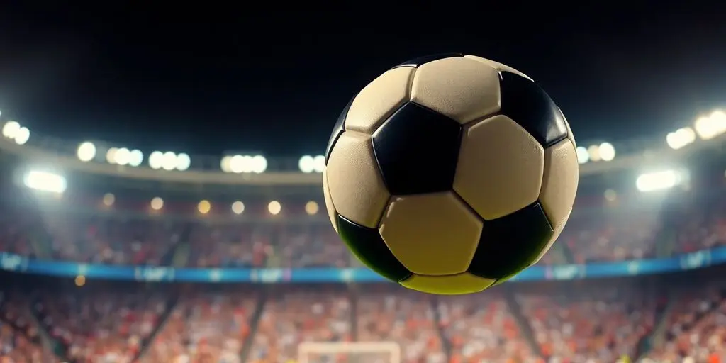 Ballon de football en l'air lors d'un match de Ligue des champions.