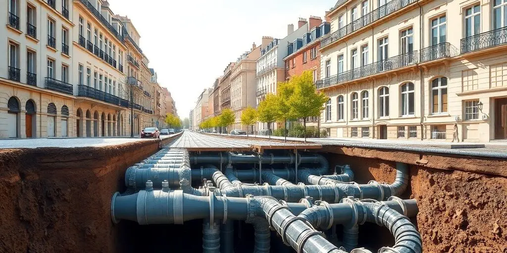 Canalisations de froid souterraines sous des écoles parisiennes.