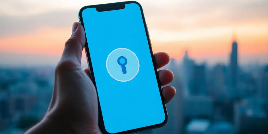 Smartphone avec couverture réseau dans un paysage urbain