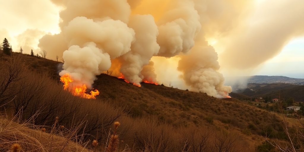 Flammes dévorant la végétation près d'un camping.