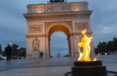 Flamme du Soldat inconnu, homme allumant une cigarette.