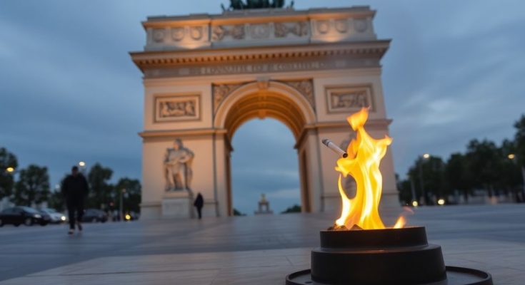 Flamme du Soldat inconnu, homme allumant une cigarette.