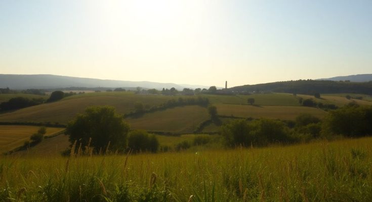 Soleil éclatant sur un paysage du sud de la France.