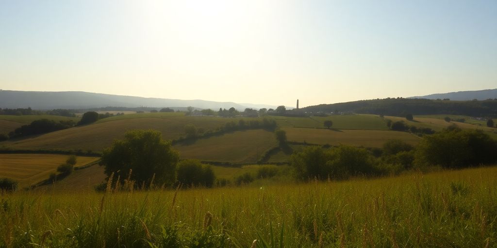 Soleil éclatant sur un paysage du sud de la France.