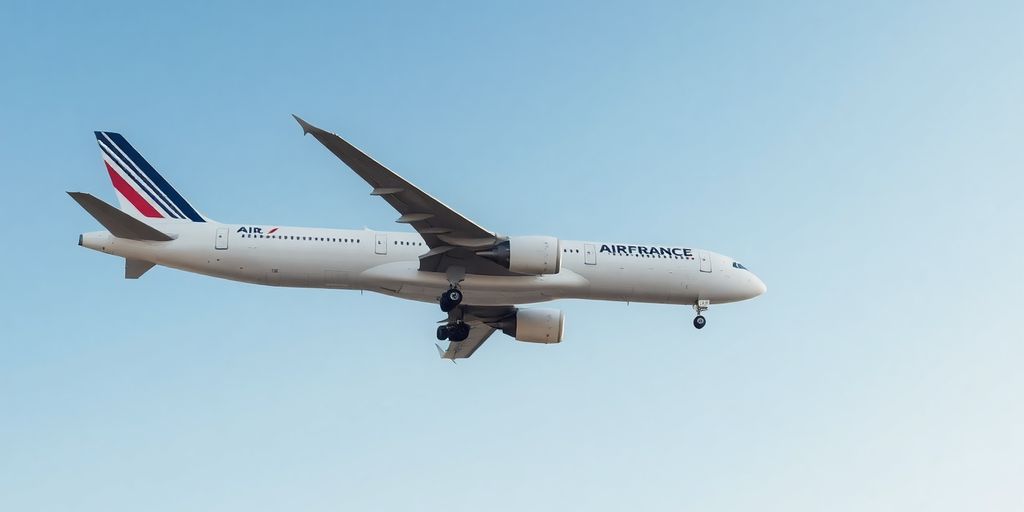 Avion Air France en vol au-dessus de nuages.