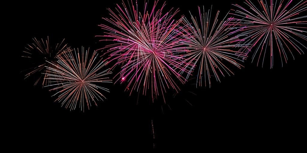 Feux d'artifice éclatants illuminant un ciel nocturne sombre.
