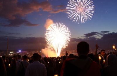 Célébration religieuse et feux d'artifice pour l'Assomption.