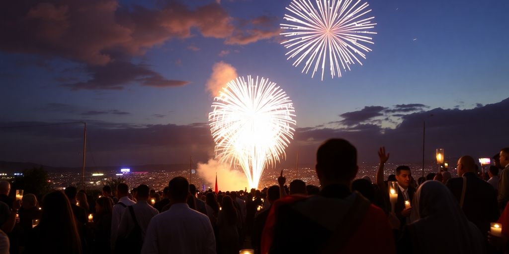 Célébration religieuse et feux d'artifice pour l'Assomption.