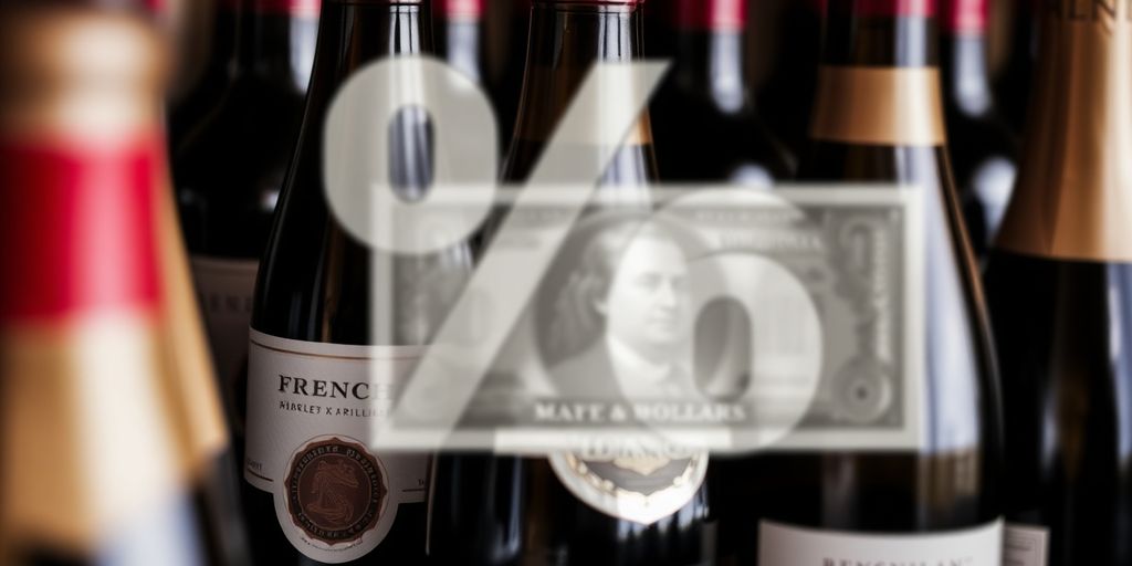 Bouteilles de vin français avec des taxes américaines.