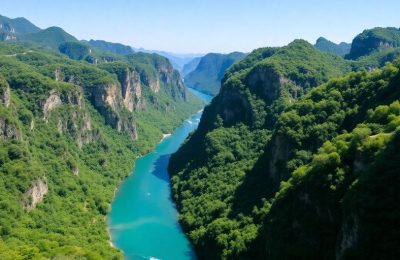 Falaises calcaires spectaculaires du Verdon au soleil.