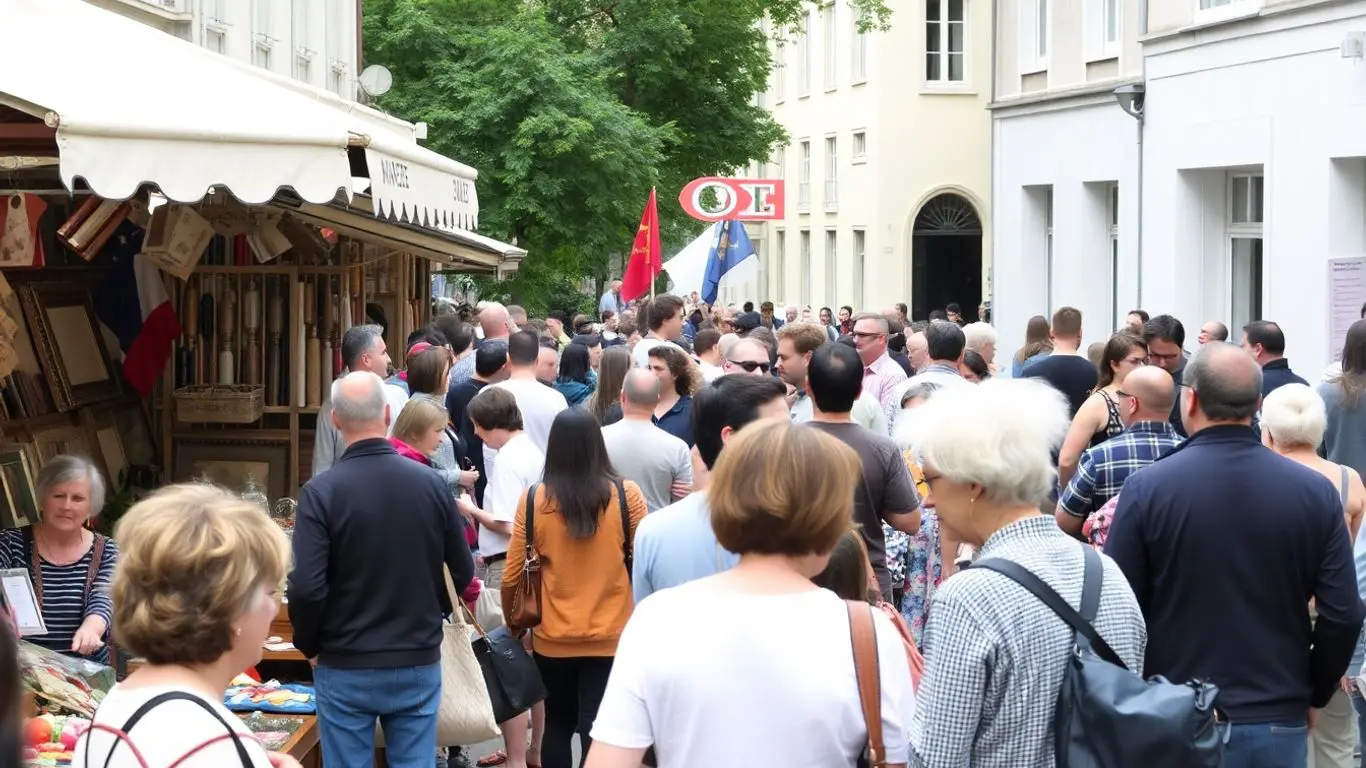 Brocante et manifestation en Île-de-France