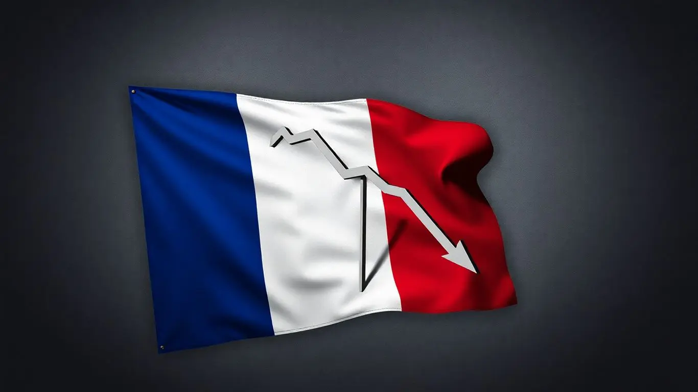 Drapeau français avec flèche vers le bas