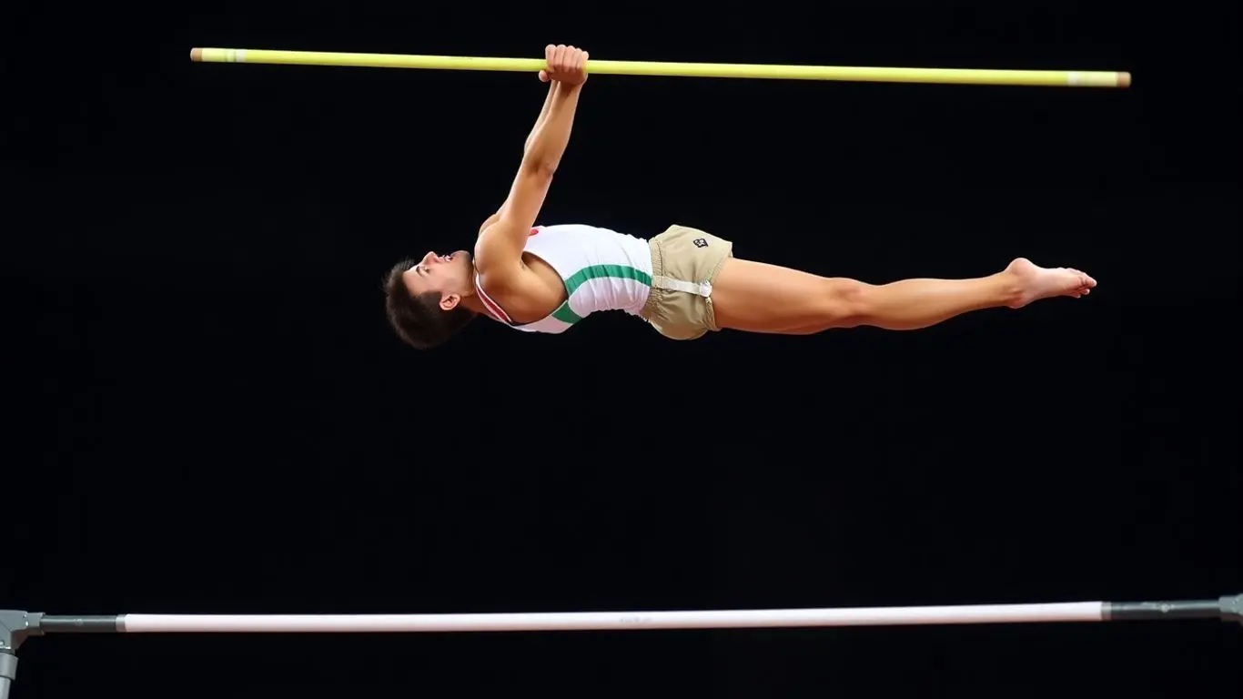 Duplantis franchit la barre à la perche.