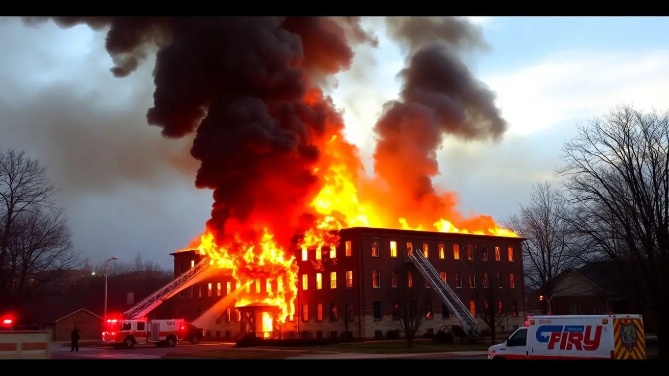 Incendie au Moulin Rose, fumée et flammes.
