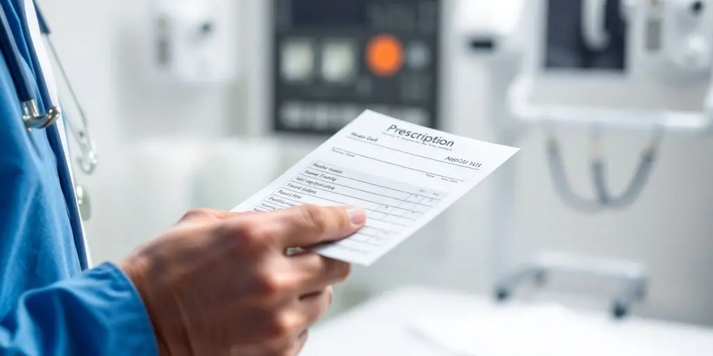 Main du médecin tenant une ordonnance