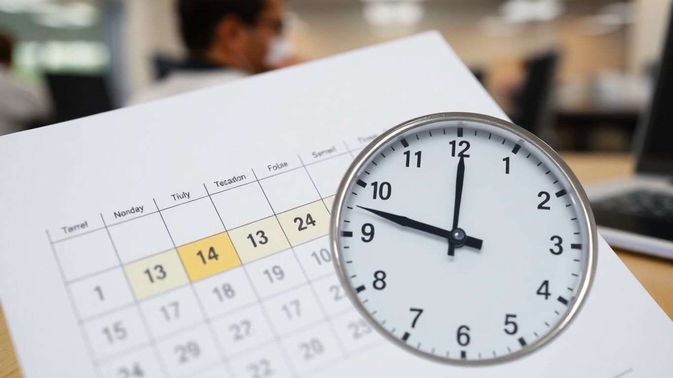 Calendrier avec vacances et calcul d'heures supplémentaires.