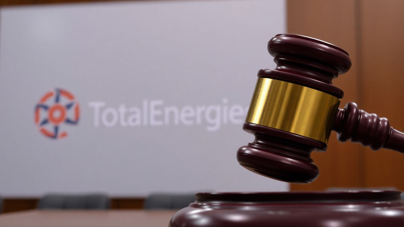Tribunal jugeant TotalEnergies pour publicité mensongère.