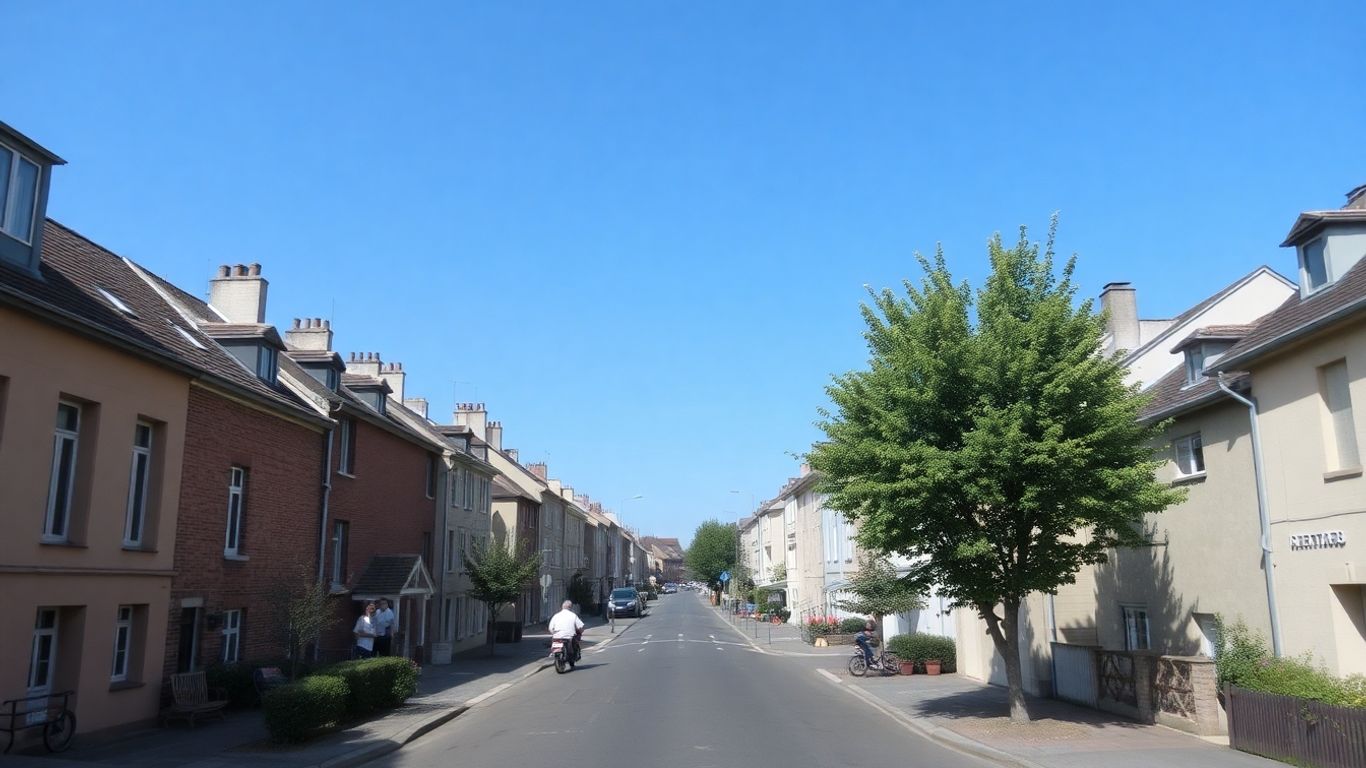 Quartier du Blosne à Rennes, vue d'une rue résidentielle.
