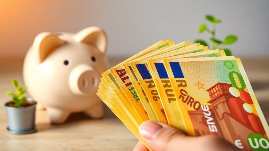 Main d'une personne tenant des billets en euros.