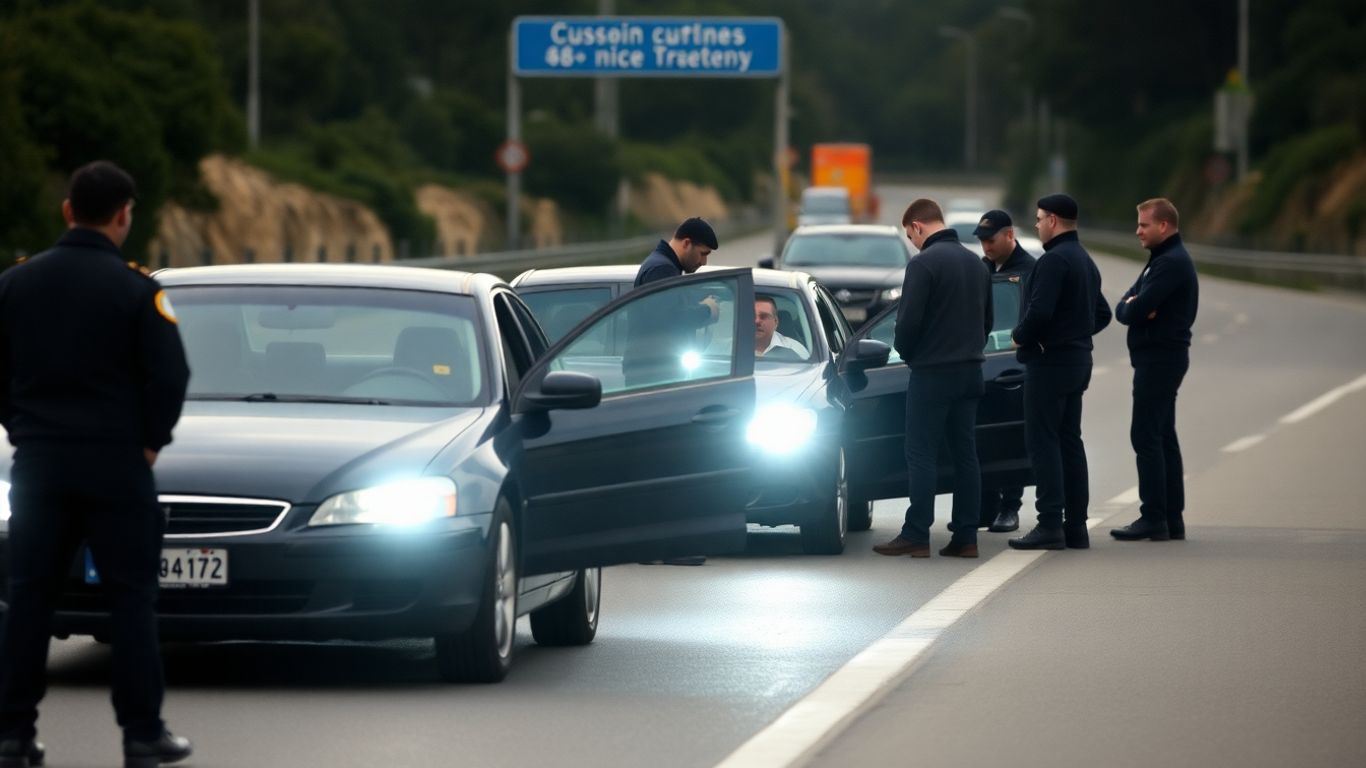 Voiture suspecte arrêtée sur l'A8 près de Nice par les douanes.