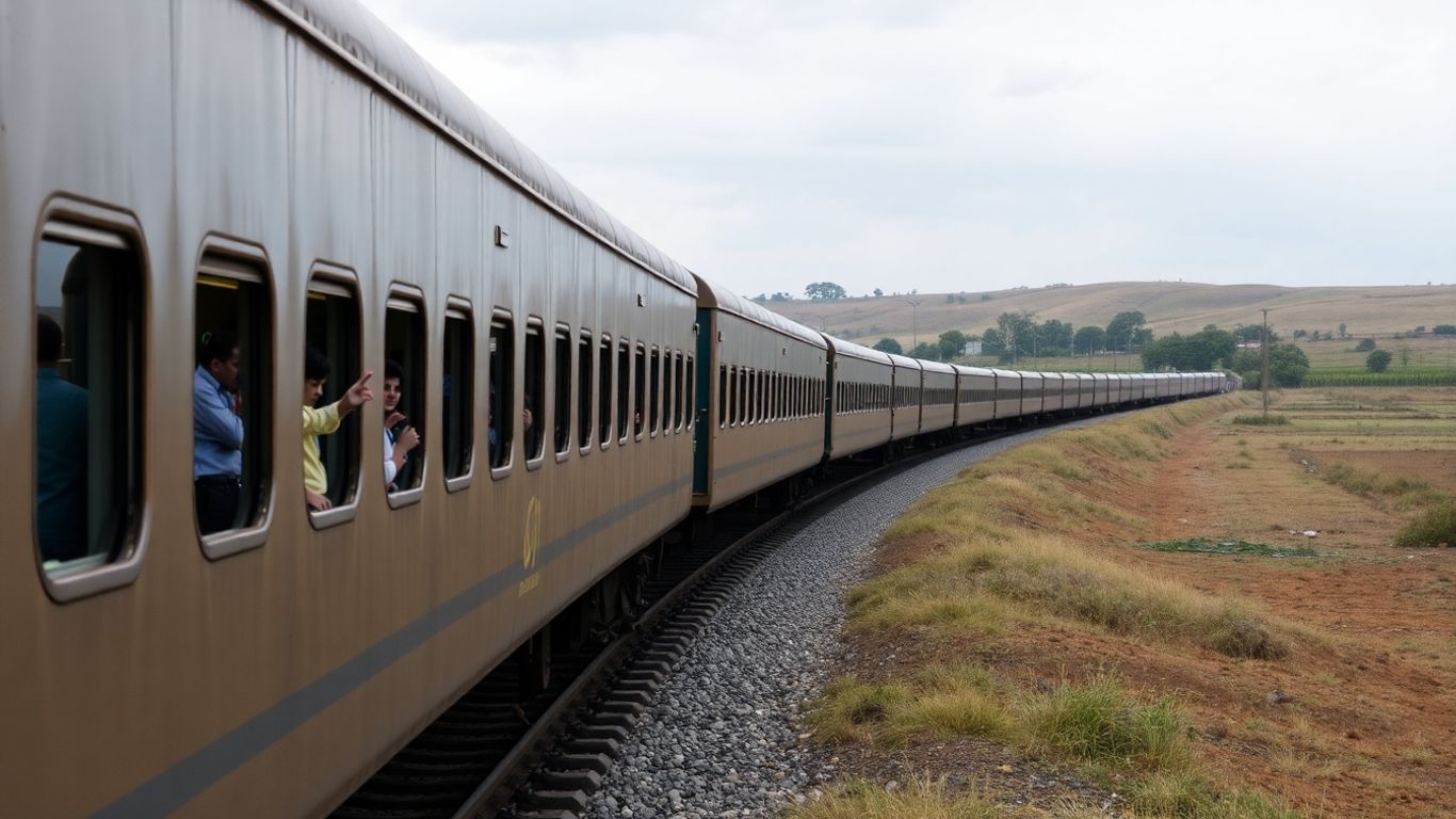 Train bloqué sur les voies en rase campagne.