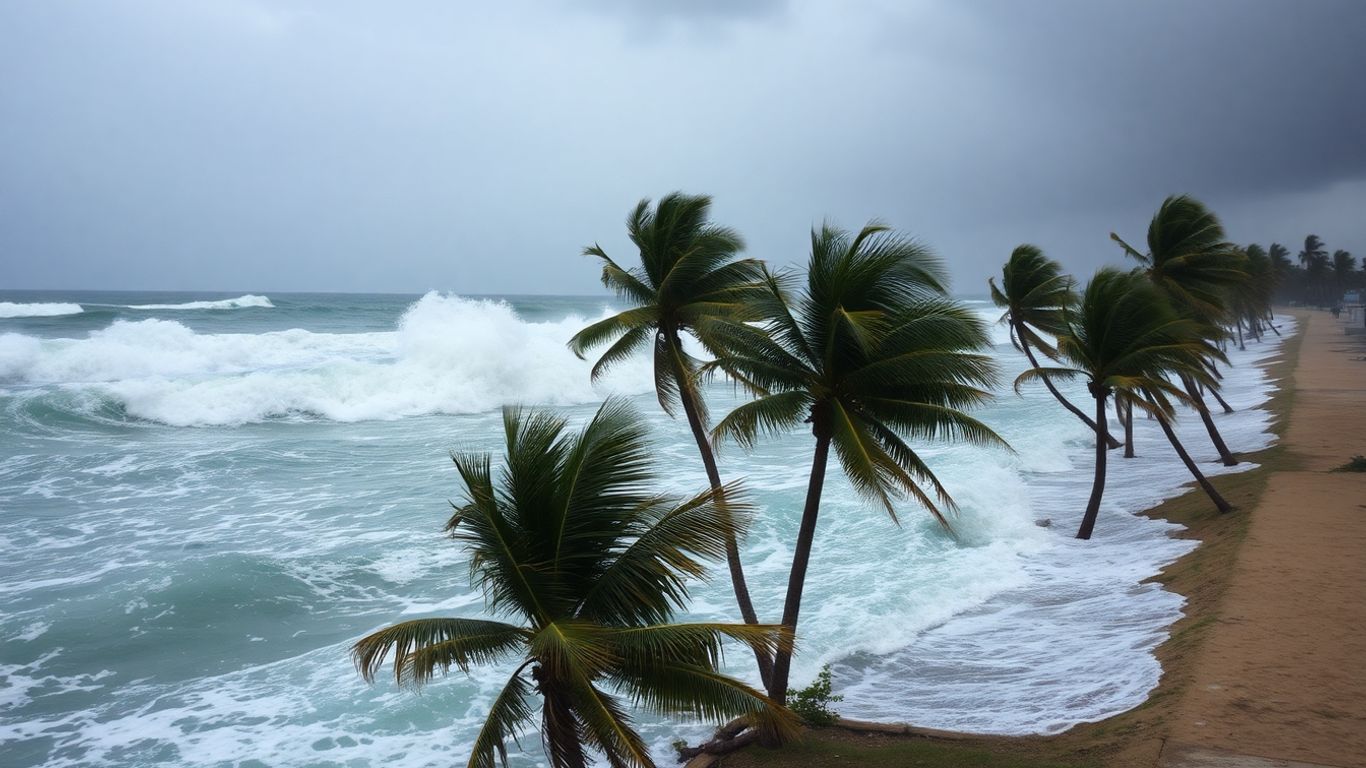 Ouragan Melissa frappant Cuba avec des vents forts et de la pluie.