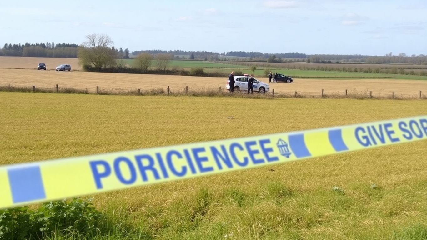 Champ agricole avec cordon de police en Charente-Maritime
