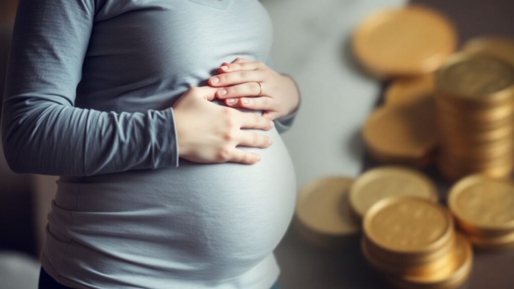 Femme enceinte et symboles financiers