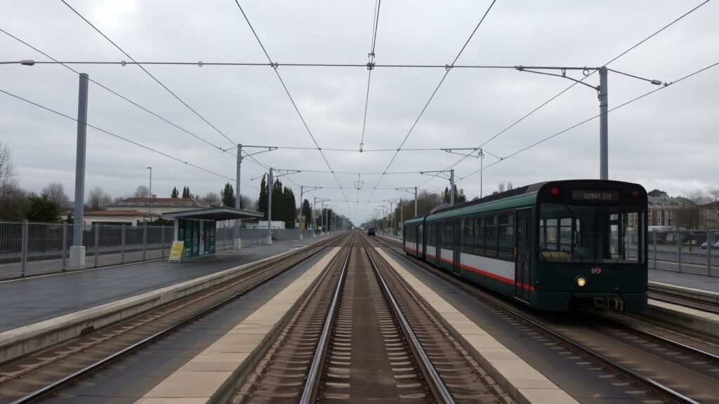 Station de tramway vide à Montpellier lors d'une grève.