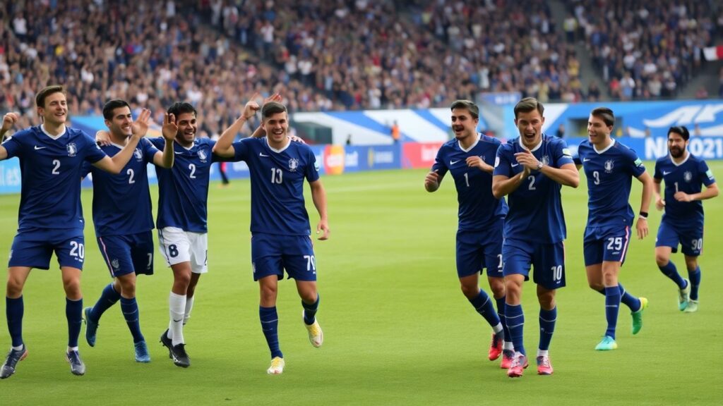Équipe de France de football célébrant lors de la Coupe du monde