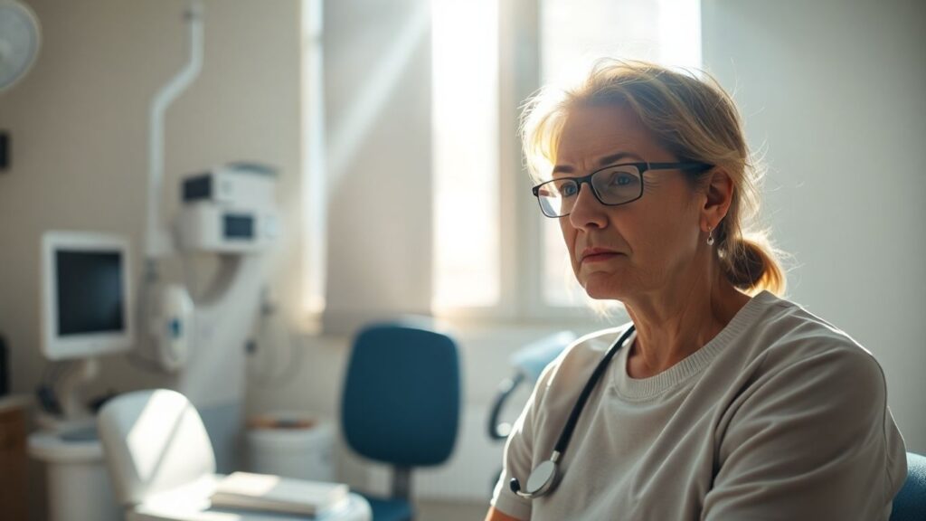 Un médecin examine un patient inquiet dans un bureau médical.