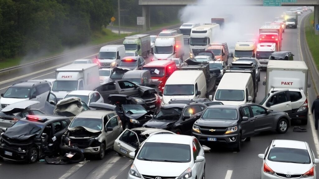 Carambolage monstre sur l'A13, véhicules détruits, embouteillages.