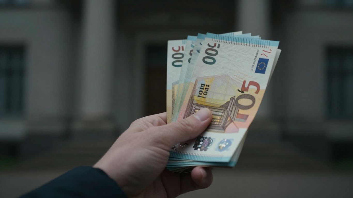 Main de personne tenant des billets en euros, symbolisant le blocage financier.