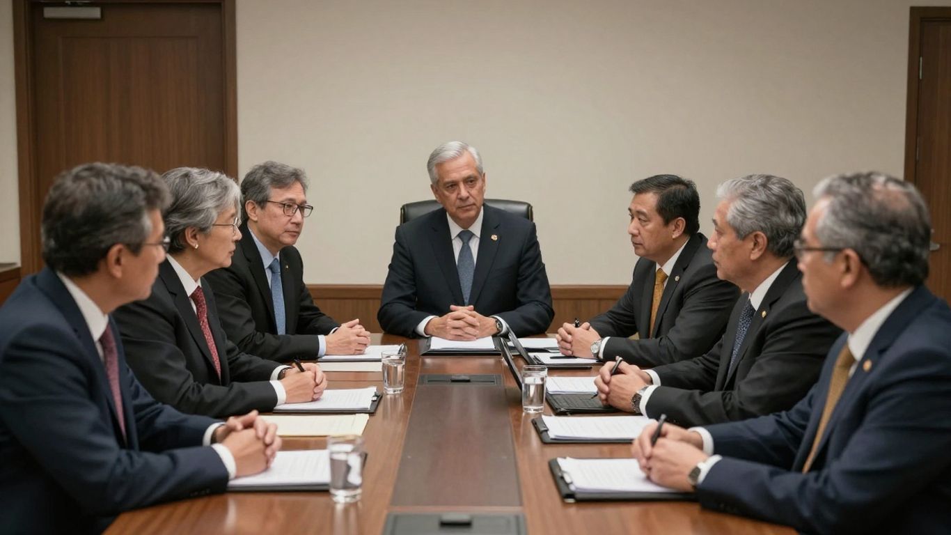 Présidents d’association d’élus locaux en réunion.