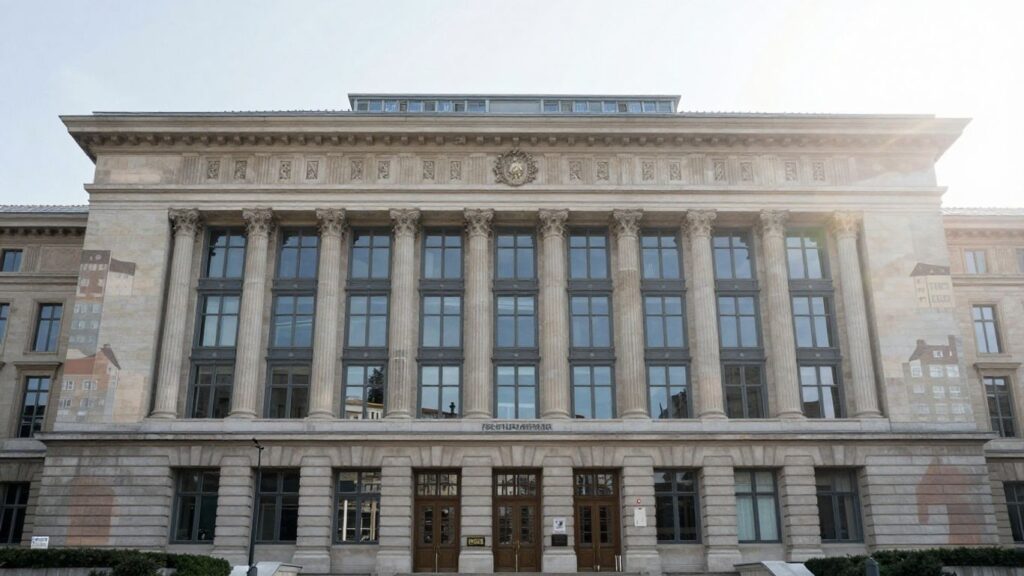 Bâtiment du Sénat français et formes abstraites de logements.