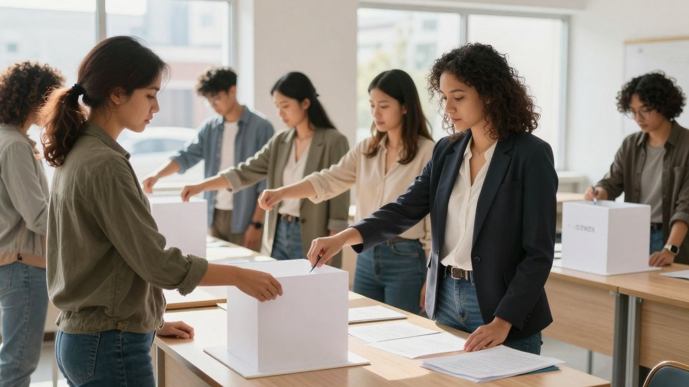 Citoyens votant lors des élections municipales.