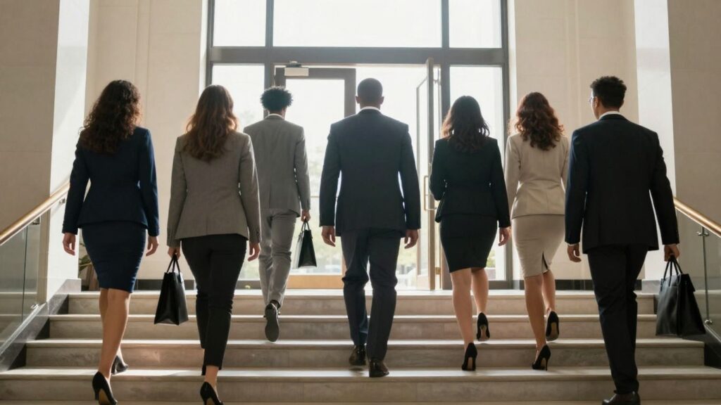 Escalier vers de nouvelles opportunités de carrière dans la fonction publique.