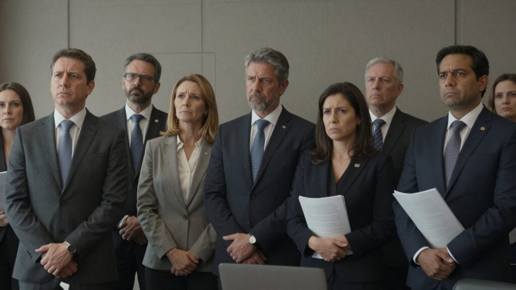 Élus dénonçant le budget 2026