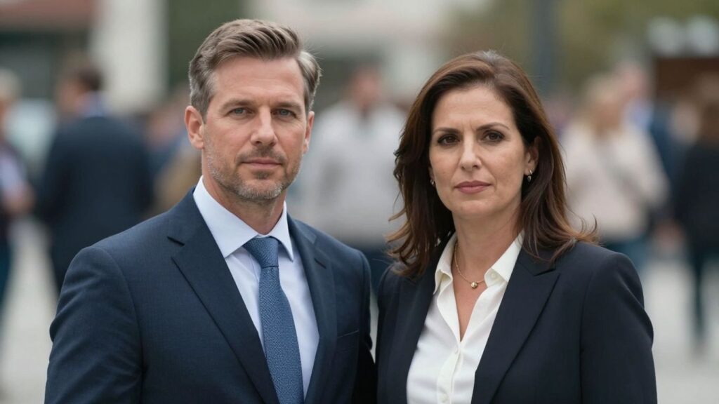 Deux candidats politiques se tenant côte à côte.