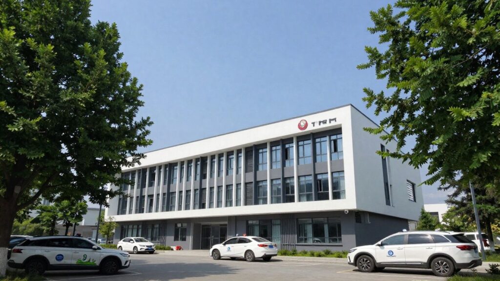 Bâtiment administratif moderne dans le Var, entouré d'arbres.